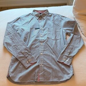 Tommy Hilfiger Men's Blue Striped Button-Down Shirt